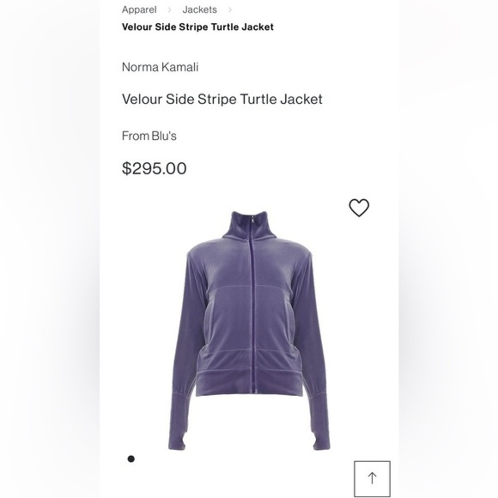 Norma Kamali Velour Turtle Jacket Small Side Stripe